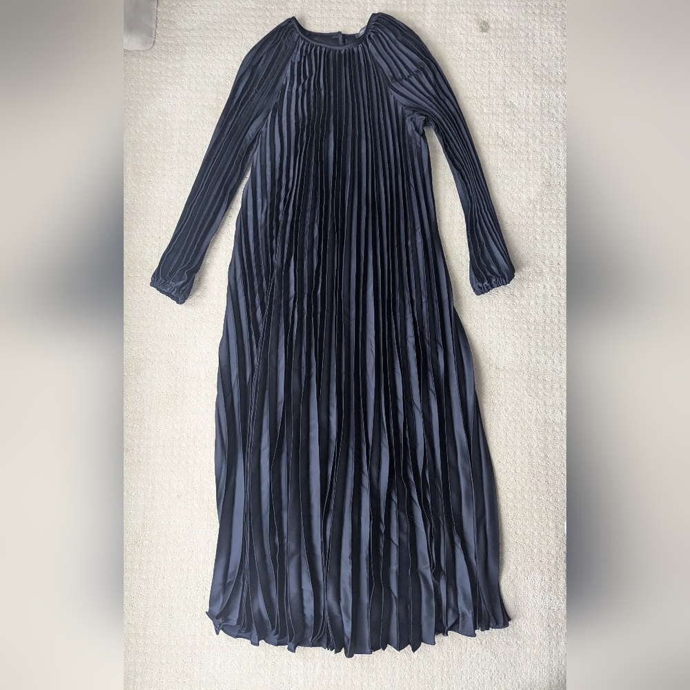 Julia Jordan | Navy Long Sleeve Pleated Dress